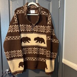 Old Navy Brown and Cream Zip Up Sweater